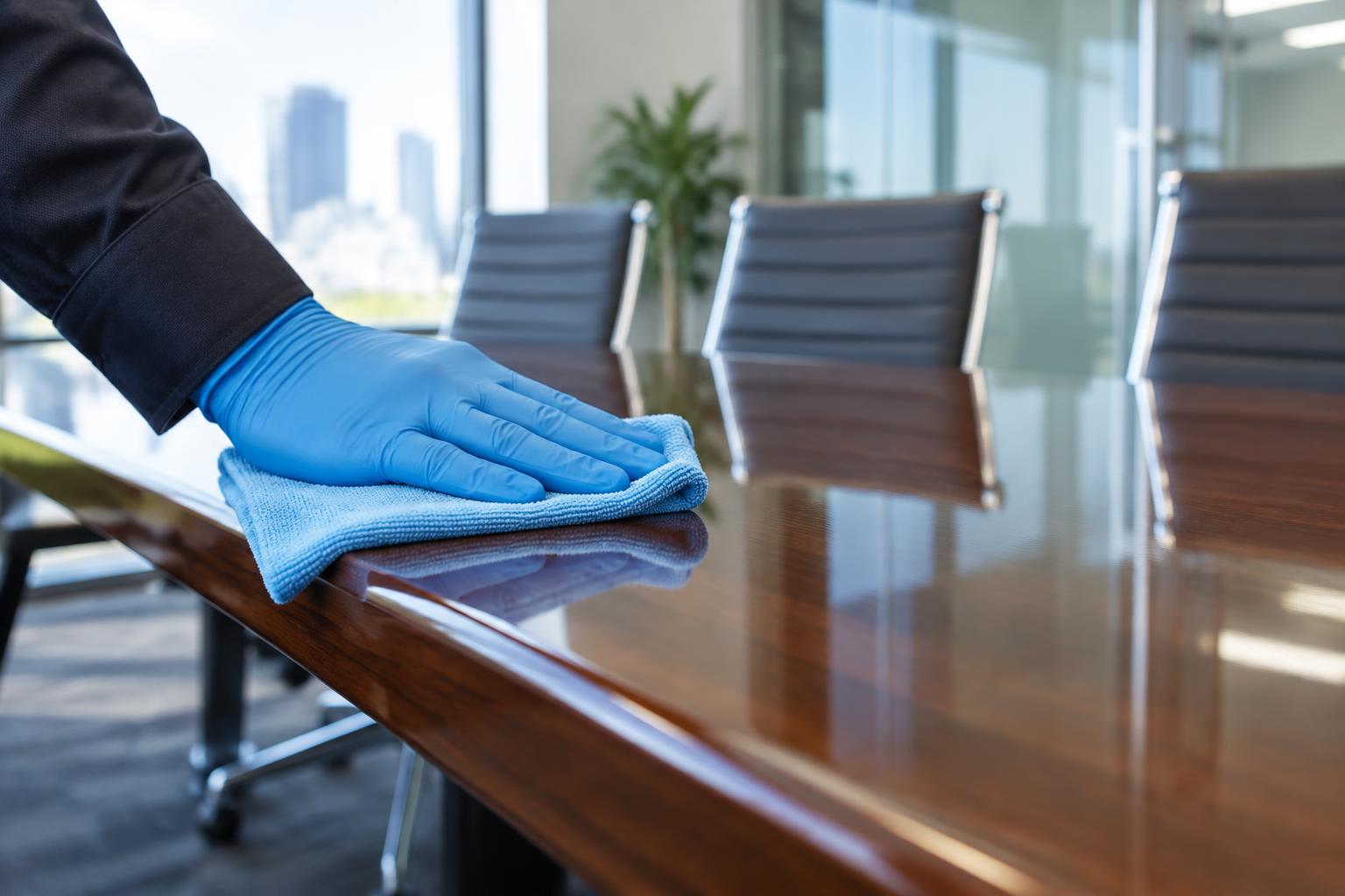 Detail cleaning of a conference table edge